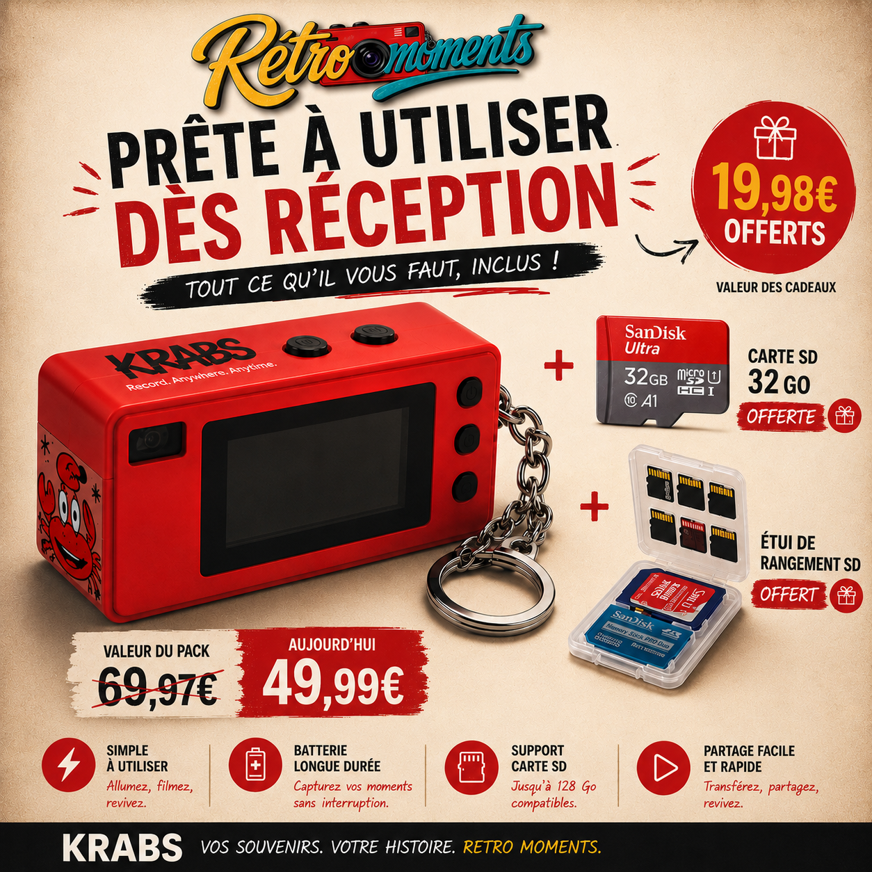 Camera + Carte SD et Etui Offert 🤩