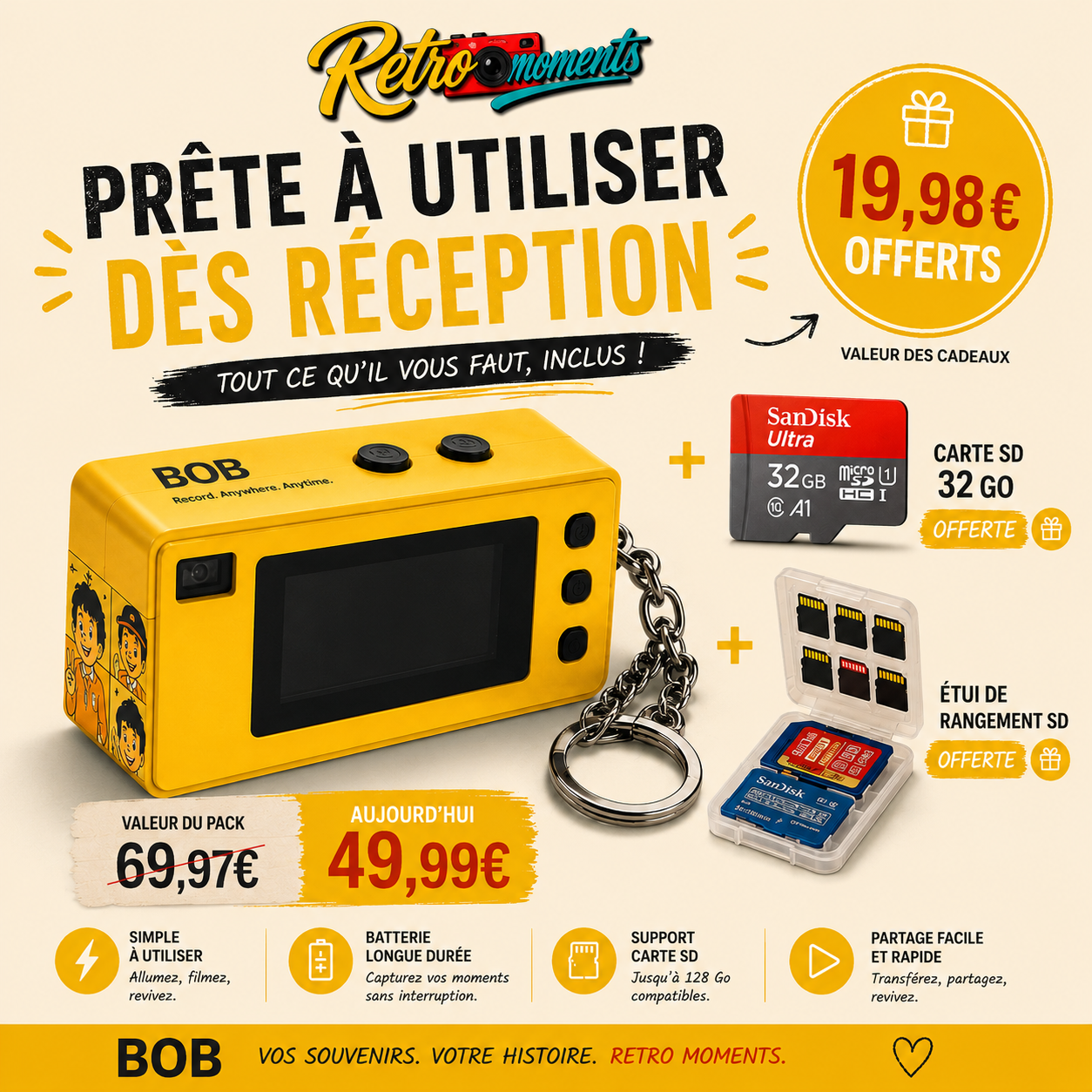 Camera + Carte SD et Etui Offert 🤩